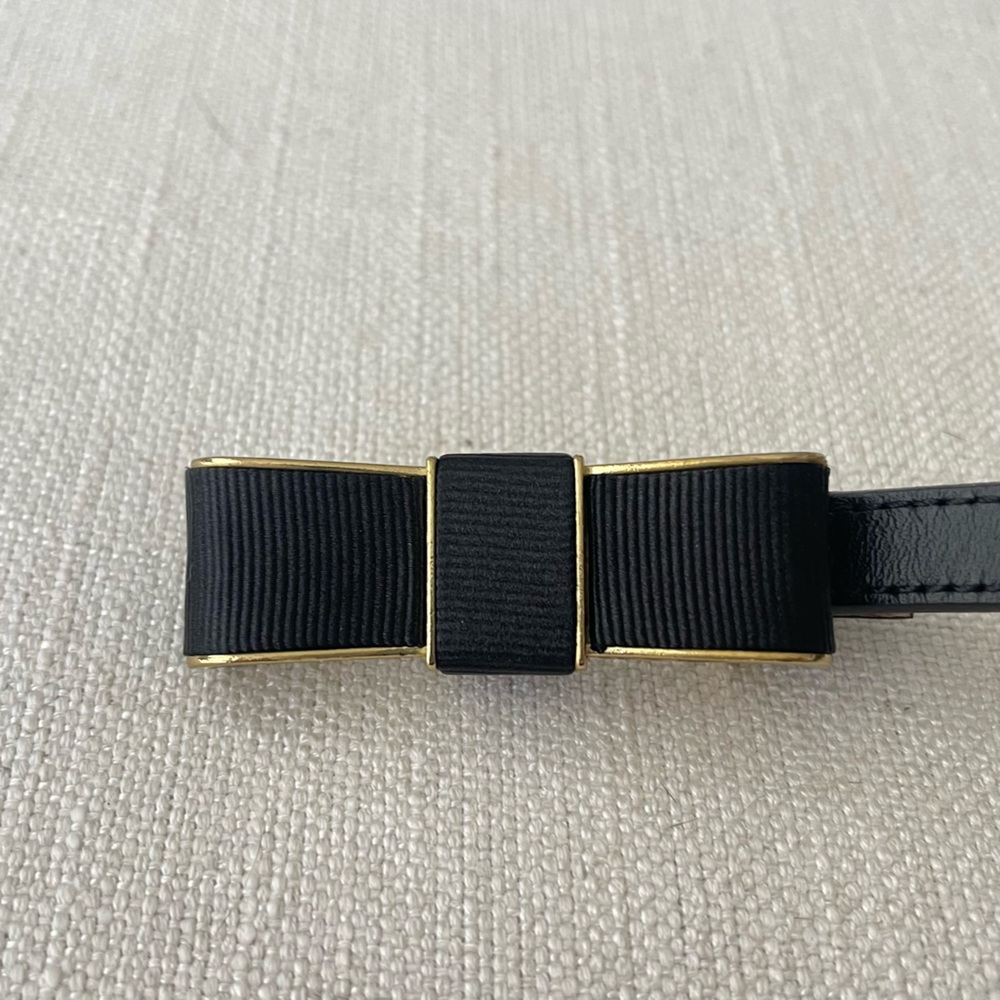 BROOKS BROTHERS - Black Leather Belt with Bow Buckle - Size Small - Picture 4 of 9